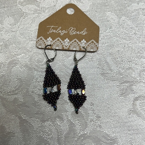 NEW - Handmade Brick Stich Boho Beaded Earrings - Picture 3 of 4